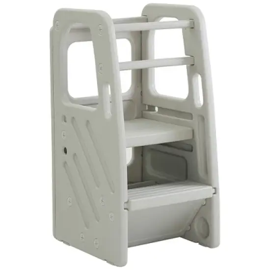 SDADI PLT01PK Children's Plastic Learning Step Stool with 3 Adjustable Heights, 150 Pound Capacity, Built-In Storage, and Non-Skid Rubber Feet image {6}