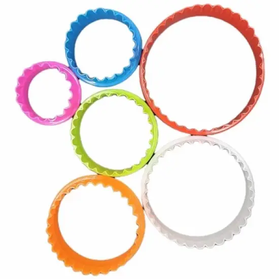 Handy Housewares 6pc Scalloped Biscuit/Cookie Dough Cutter Set, Round & Flower Edged, Dishwasher Safe, Plastic image {1}