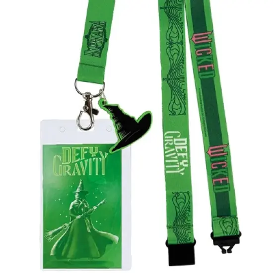 Wicked Breakaway Lanyard Elphaba Defy Gravity ID Holder With 2" Rubber Charm Green image {1}