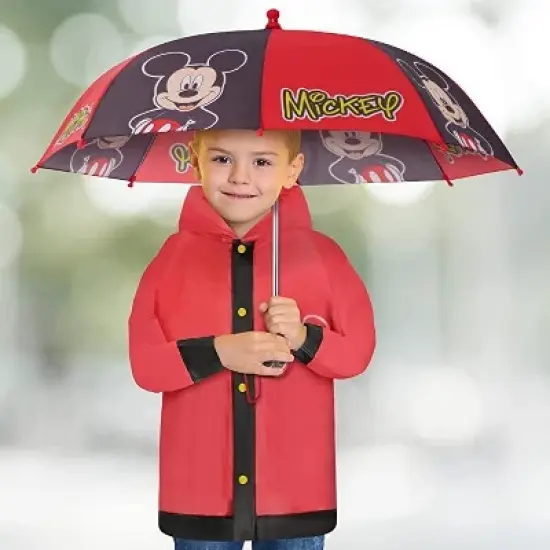 Mickey Mouse Boys Umbrella with Matching Raincoat Set, Kids Ages 2-7 image {1}