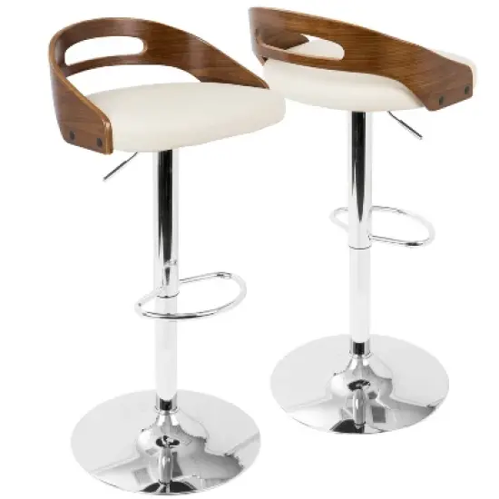 Set of 2 Cassis Mid-Century Modern Adjustable Barstool - LumiSource image {13}