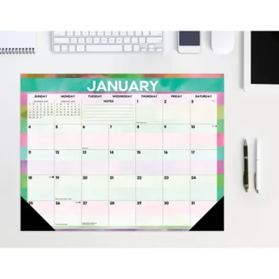 Willow Creek Press 22"x17" 2026 Watercolor Stripes Large Monthly Deskpad image {5}