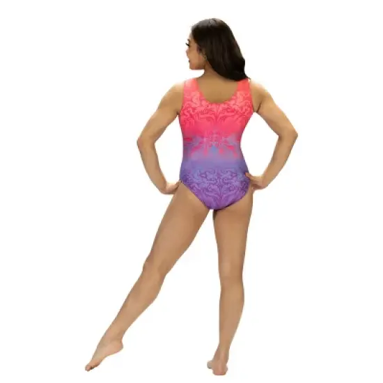 GK Elite Girls' Suni Lee Leotard - Pink/Purple New Beginnings  image {1}