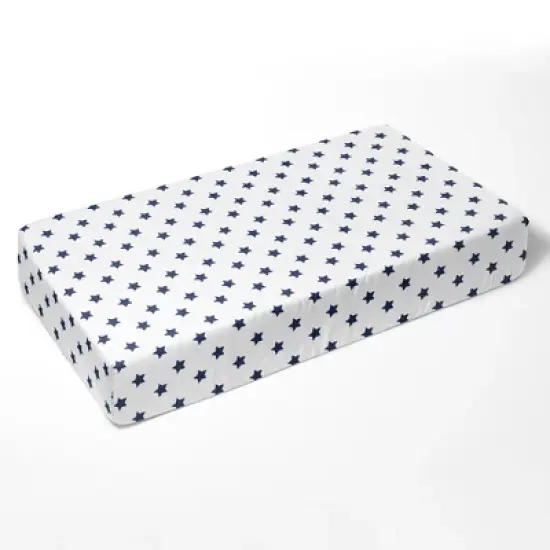 Bacati - Stars Navy Muslin 3 pc Toddler Bed Sheet Set 100 pecent cotton image {3}