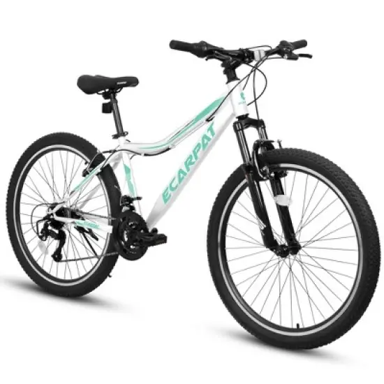 NAYSAYE Bicycle 26 Inch Mountain Bike 21 Speeds Front Suspension Carbon Steel Frame for Off Road, White, 69"*27"*39" image {5}
