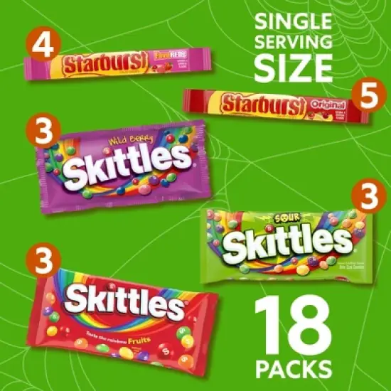 Mars - Skittles & Starburst Halloween Candy Chewy Variety Pack - 37.05oz/18ct image {3}