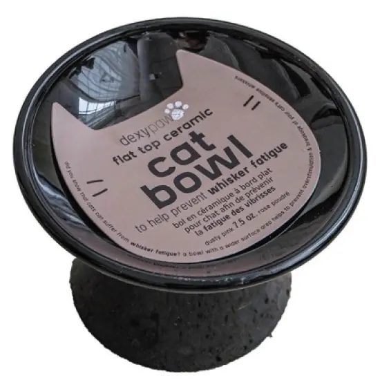 Dexypaws: Flat Top Ceramic Bowl For Cats - Black - 7.5oz Capacity image {6}