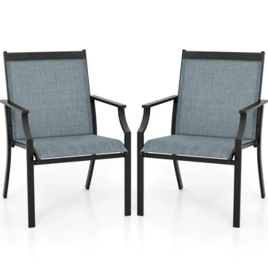 Tangkula Set of 4 Patio Dining Chairs Outdoor Armchairs w/ Sturdy Metal Frame image {7}