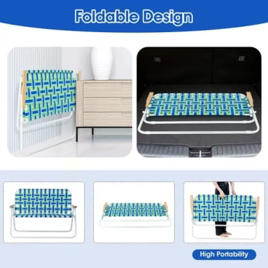 Costway 2-Person Folding Chair with  Armrest 661 LBS Load Capacity for Camping Beach image {5}