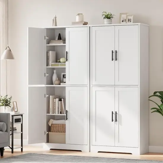 Freestanding Kitchen Pantry Cabinet with Doors and Adjustable Shelves, 70" Tall Storage Cupboard, Versatile Cabinet image {6}
