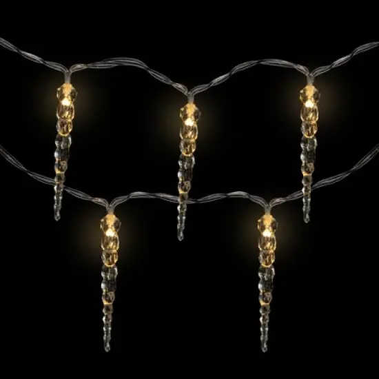 Northlight Icicle String Christmas Light Set - Warm White - 4.5' Clear Wire - 10ct image {2}