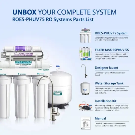 APEC Water Systems ROES-PHUV75 Undersink Reverse Osmosis Water Filtration System image {3}