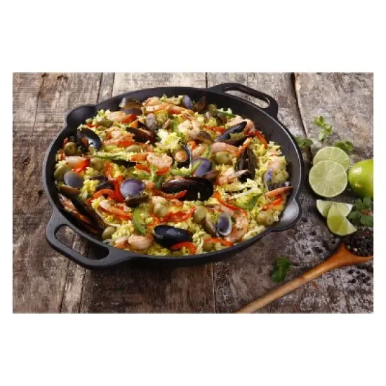 Victoria Cast Iron Paella Skillet 13" Black image {6}