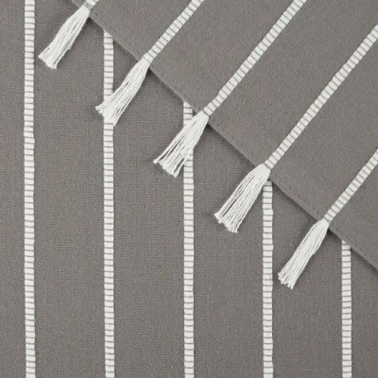 Design Imports Gray/ White Stripe Tassel Placemat Set/4 image {8}