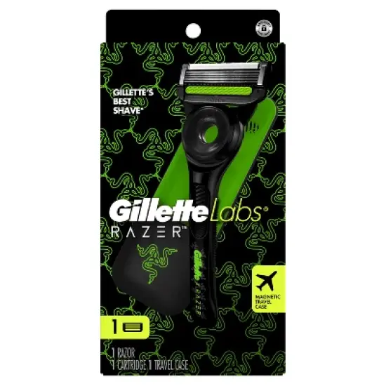 GilletteLabs Limited Black Men's 5 Blade Reusable Razor Handle with Refill and Case image {1}