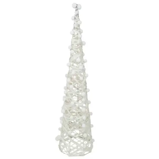 Northlight LED Lighted Glittered Cone Tree Christmas Decorations - 39.25" - White - Set of 3 image {4}