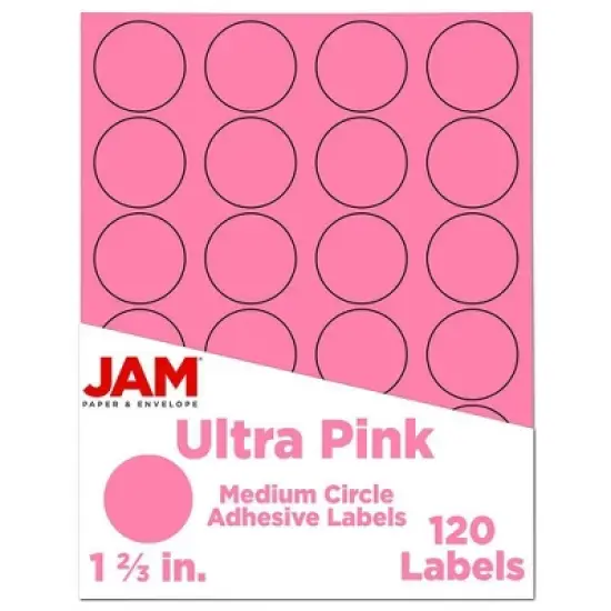 JAM Paper Circle Sticker Seals 1 2/3" 120ct - Pink image {4}