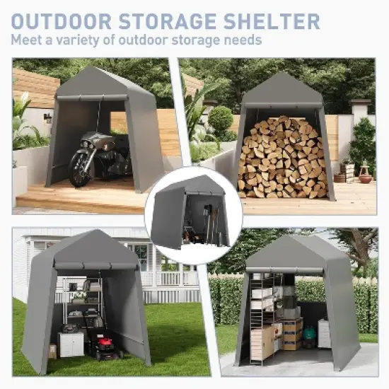 6X8 Ft Outdoor Portable Storage Shelter Shed with Roll Up Doors,Suitable for Garage Storage Shelter for Motorcyc,ATV and Garden Tools image {1}
