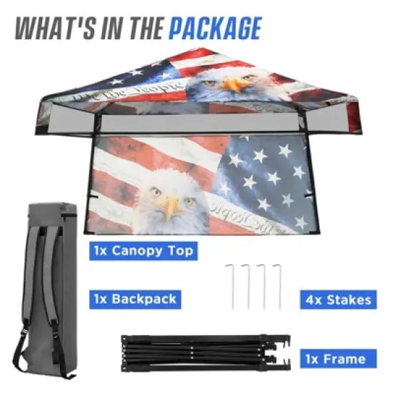 EAGLE PEAK 8x8ft Pop Up Canopy with Sidewall, 8x8 Base 6x6 Top image {7}