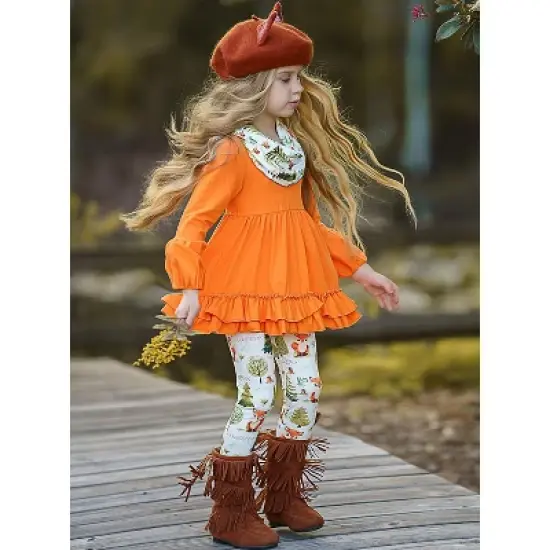 Girls Fall Frolic Tunic, Legging & Scarf Set - Mia Belle Girls image {2}