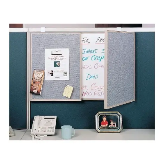 Ghent VisuALL PC Whiteboard Cabinet Fabric Bulletin Board Exterior Doors Gray GHE41302 image {3}