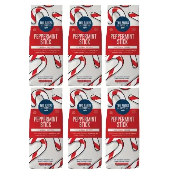 Two Rivers Coffee  Flavored Ground Coffee, Peppermint Stick, 10 oz. Bag, 6 pack image {6}