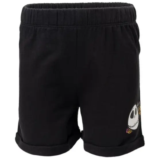 Disney Nightmare Before Christmas Knotted Graphic T-Shirt French Terry Shorts Set Black / Pink  image {2}