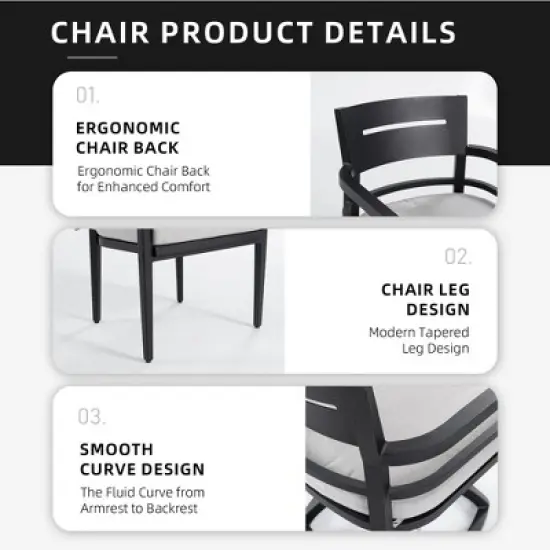 Christopher Knight Home Larry Outdoor 7 Piece Aluminum and Sintered Stone Dining Set with Removable Sunbrella Cushions image {5}