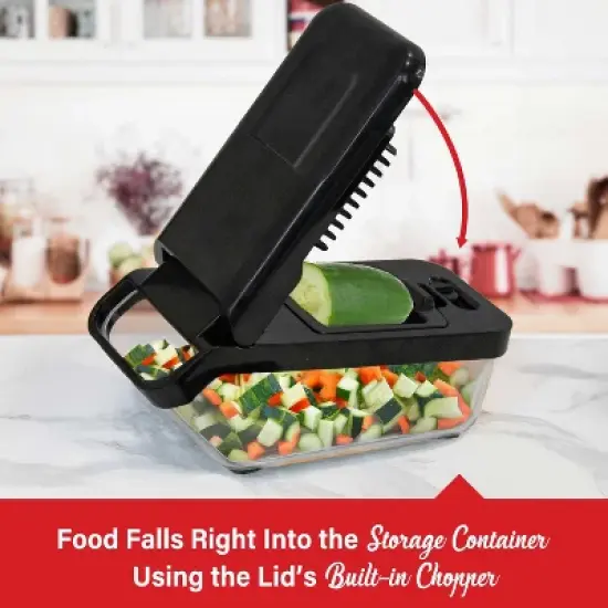 Brentwood All-in-One Food and Vegetable Chopper, Mandoline Slicer, and Cheese Grater with 4.25-Cup Storage, Black image {3}