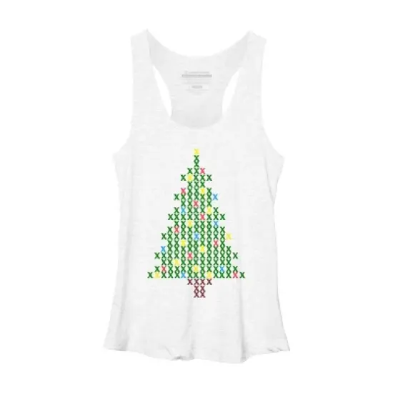 Women's Design By Humans Christmas Tree Cross Stitch By BettySue Racerback Tank Top image {5}