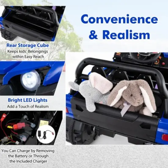 Infans 12V Kids Ride on Truck with Remote Control Slow Start Safety Belt Rear Storage image {8}