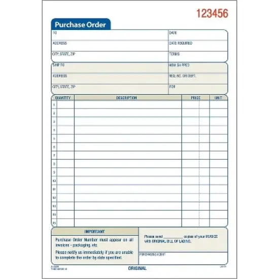 Adams Carbonless Purchase Orders 8 x 6 TC5831-10 image {2}