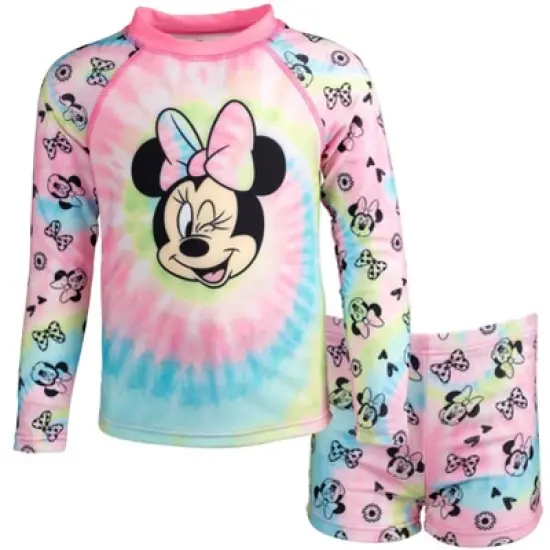 Disney Minnie Mouse Toddler Girls Rash Guard and Swim Shorts Set Infant to Little Kid image {8}