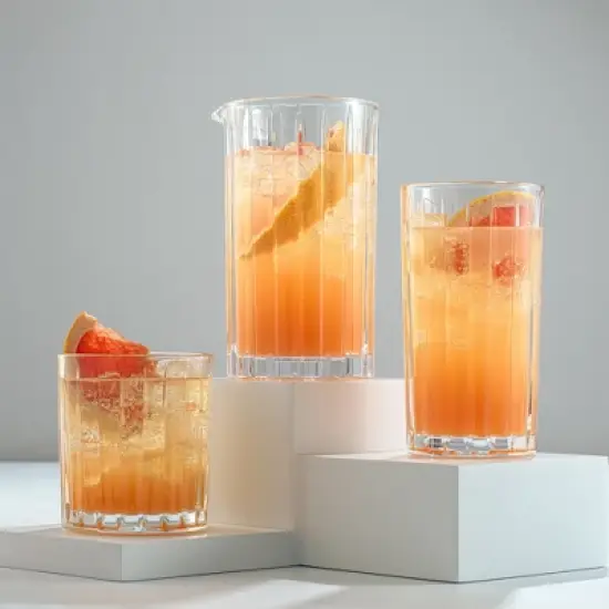 JoyJolt Alina Ribbed Cocktail Mixing Glass Pitcher - 20 oz Modern Art Deco Cocktail Stirring Glass image {3}