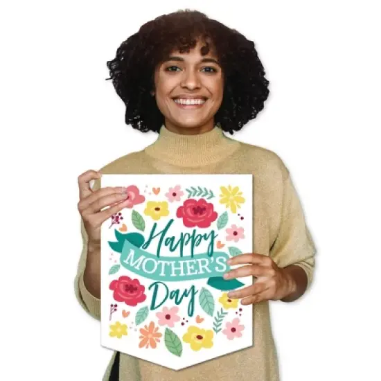 Big Dot of Happiness Colorful Floral Happy Mother's Day - Outdoor Home Decorations - Double-Sided We Love Mom Party Garden Flag - 12 x 15.25 inches image {7}