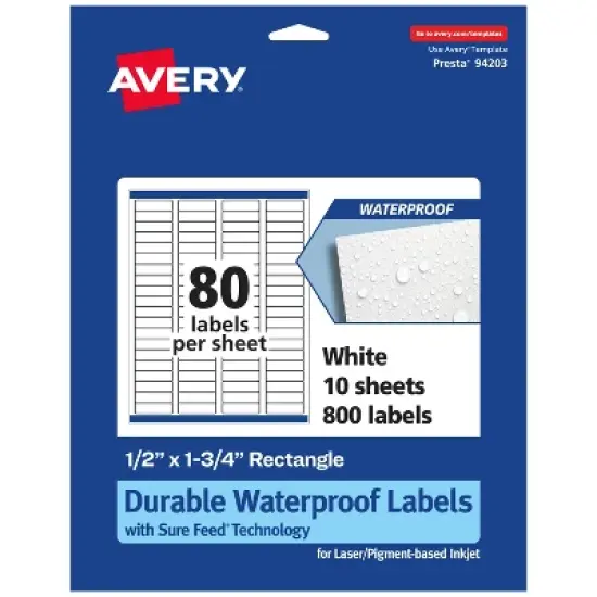 Avery Waterproof Rectangle Labels with Sure Feed, .5" x 1.75" image {11}