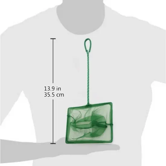 Unique Bargains Plastic Coated Handle Fish Shrimp Landing Net for Aquarium Tank Green image {2}