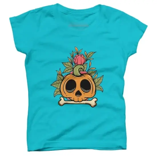Girl's Design By Humans Halloween with Rose Illustration By rukurustudio T-Shirt image {3}