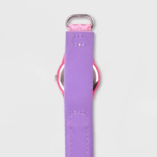 Girls' Disney Princess Plastic Time Teacher Nylon Strap Watch - Pink image {3}