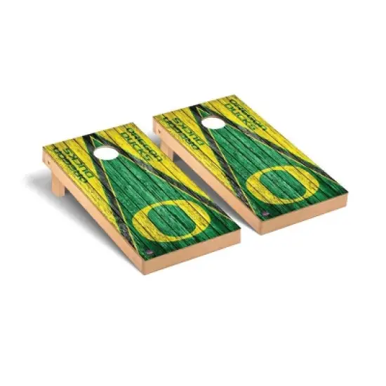 NCAA Oregon Ducks Premium Cornhole Board Triangle Weathered Version image {1}