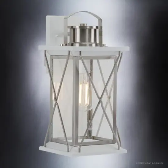 Urban Ambiance Luxury Colonial Outdoor Wall Light,  16"H x 7.5"W,  Stainless Steel Finish, UHP1223 image {2}