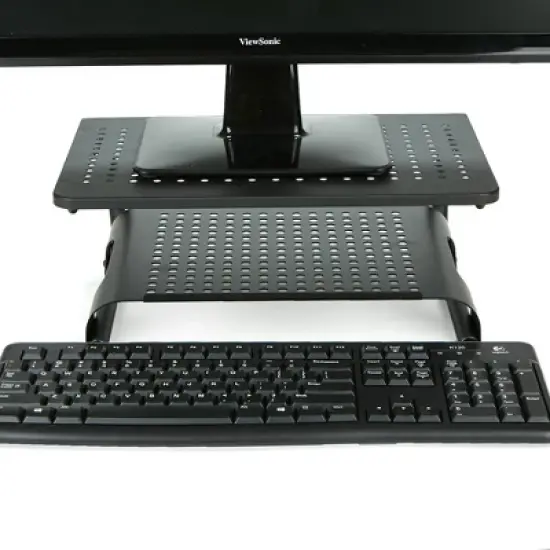 Mind Reader Monitor Stand/Riser 2 Tier Ventilated Metal Black image {2}