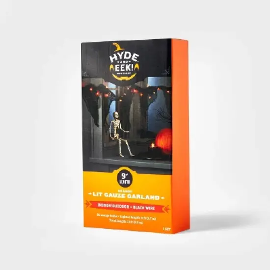 9' Incandescent Gauze Garland Halloween Orange String Lights - Hyde and EEK! Boutique&trade; image {2}