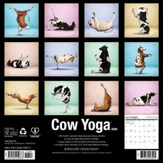 Willow Creek Press 2026 Cow Yoga Wall Calendar image {1}