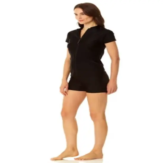 Coppersuit - Women's Short Sleeve Zip Front Rashguard Swimsuit Top image {2}