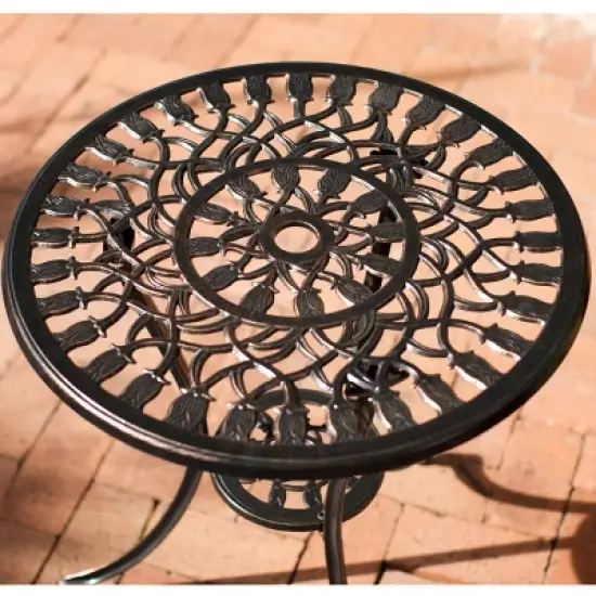 Christopher Knight Home Nassau Outdoor Vintage Style Cast Aluminum Bistro Set with Tulips image {4}