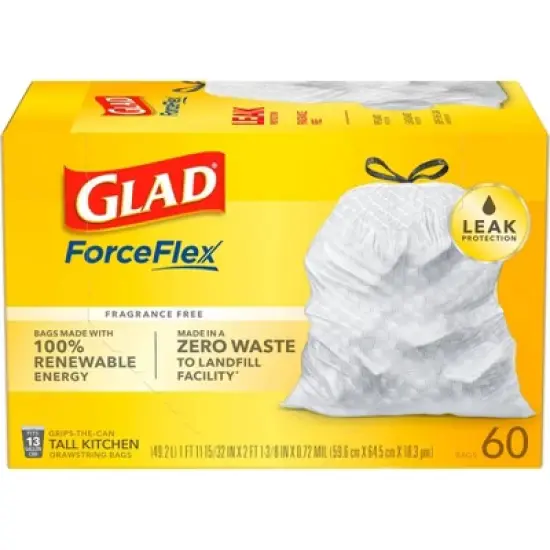 Glad ForceFlex Tall Kitchen Drawstring Trash Bags - Unscented - 13 Gallon image {9}