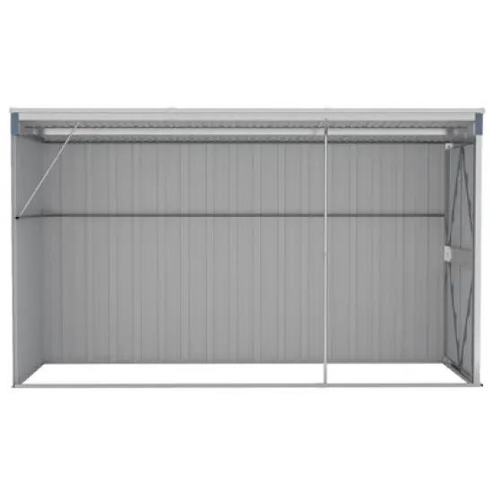 vidaXL Storage Shed Wall-mounted Garden Shed for Backyard Galvanized Steel - Gray 46.5" x 113.4" x 70.1" image {4}