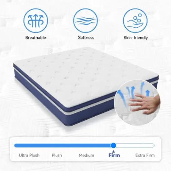 Swedrea Hybrid Mattress Breathable Medium Cooling Memory Foam Bed-in-a-Box White image {4}