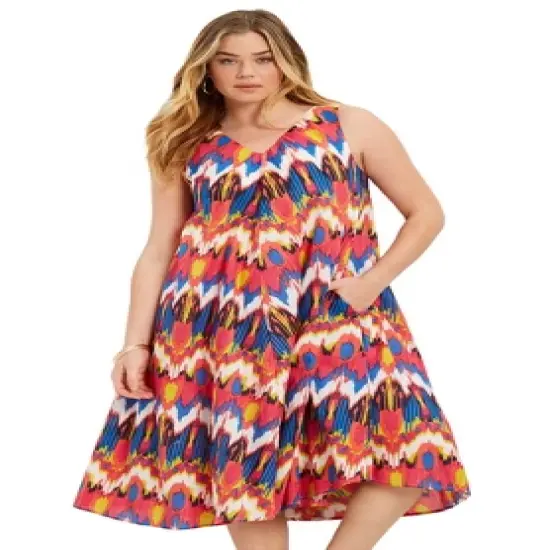 June + Vie by Roaman's Women&rsquo;s Plus Size Sleeveless Swing Dress image {1}